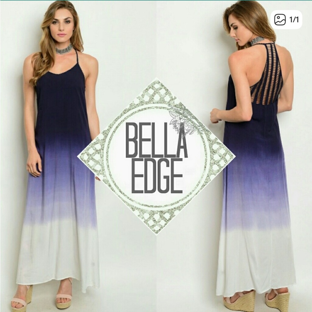 Purple Ombré Maxi Dress With Crochet Detail